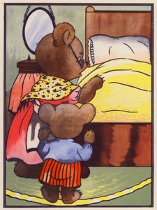"¡Alguien ha estado durmiendo en mi cama!" (litografía en color)