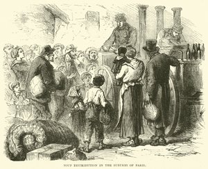 Distribución de sopa en los suburbios de París, diciembre 1870 de English School