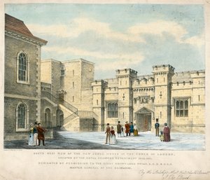 Vista Suroeste de la Nueva Casa de Joyas en la Torre de Londres, erigida en 1840-41