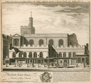 Vista del sureste de la iglesia de St Dunstan en el Oeste de English School