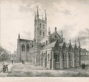 Vista sureste de la Capilla de la Virgen, Iglesia de St Saviours, Southwark de English School