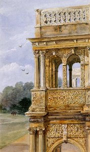 Porche sur de Audley End House, finales del siglo XIX (acuarela sobre papel)