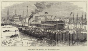 Muelle de Southampton, con el barco de vapor de la Isla de Wight de English School
