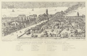 Southwark y el Puente de Londres como aparecían alrededor de 1546 de English School