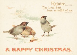 Gorriones en la nieve, Tarjeta de Navidad