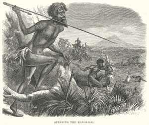 Spearing the Kangaroo (grabado) de English School