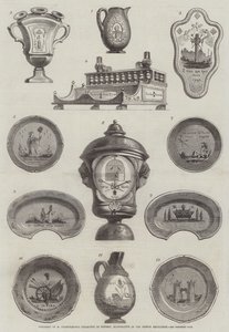 Especímenes de la colección de cerámica de M Champfleury, ilustrativa de la Revolución Francesa de English School