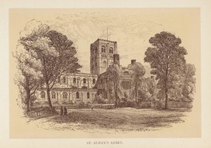 Abadía de St Alban (litografía en color) de English School