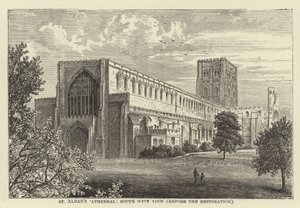 Catedral de St Albans, vista suroeste, antes de la restauración