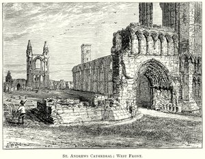 Catedral de St Andrews: Fachada oeste (grabado) de English School