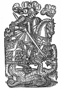 San Jorge (m. c303), el Caballero de la Cruz Roja, matando al Dragón de English School