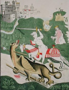 San Jorge con el Dragón, desde la Capilla de la Trinidad en Stratford Upon Avon, Warwickshire de English School