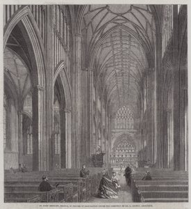 Santa María Redcliff, Bristol, en proceso de restauración bajo la dirección del Sr. G Godwin, arquitecto (grabado) de English School
