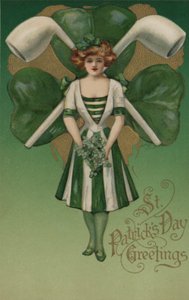 Tarjeta del Día de San Patricio (litografía en color)