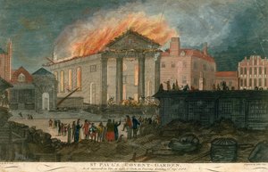 Iglesia de San Pablo, Covent Garden, Londres, como apareció en llamas a las 8 de la noche del 17 de septiembre de 1795 de English School