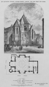 Iglesia de St Saviour, Oxford Street, Londres, para Sordos y Mudos (grabado)