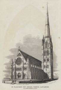 La Nueva Iglesia de St Walburge, Preston, Lancashire (grabado) de English School