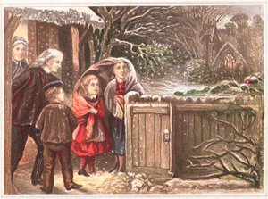 Empezando a nevar, tarjeta de Navidad de English School