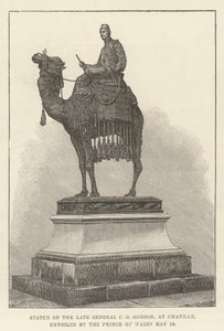 Estatua del difunto General C G Gordon, en Chatham, develada por el Príncipe de Gales de English School