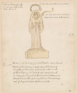 Estatua, tumba de Judeth Wheler que murió el 21 de agosto de 1602 de English School