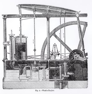 Máquina de Vapor Diseñada por James Watt (1736-1819), por Bonnafoux de English School