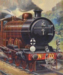 Tren de vapor (litografia en color)