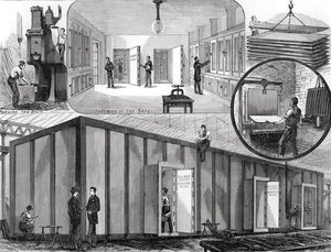 Sala fuerte de acero, para el Banco Nacional de Escocia, Edimburgo, fabricada por Messrs. Chubb and Son