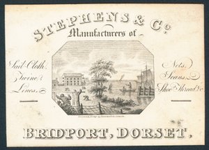 Stephens & Co, fabricantes de lona para velas, redes, cordeles, líneas e hilos para zapatos, tarjeta comercial de English School