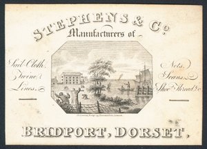 Stephens & Co, fabricantes de lona para velas, redes, cordeles, líneas e hilos para zapatos, tarjeta comercial de English School