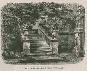 Escaleras que conducen a la terraza superior, Holland House