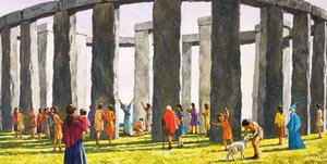 Stonehenge (gouache sobre papel) de English School