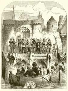 Strafford en la Puerta de los Traidores de la Torre yendo a su juicio de English School