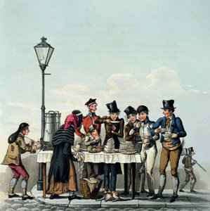 Desayuno en la calle grabado por G.Hunt, 1825 de English School