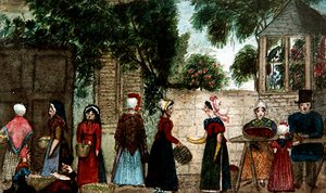 Escena de mercado callejero, c.1840