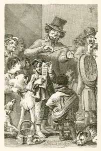 Músico callejero, que imita las notas de los pájaros comunes ingleses de English School