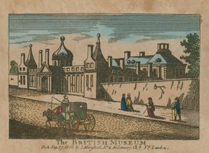 Escena de calle y el Museo Británico de English School