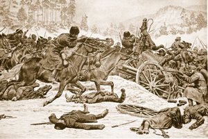 Lucha obstinada en las alturas llevada a cabo por los rusos al sur de Dukla en los Cárpatos, 1914-19