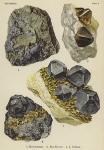 Sulfuros, molibdenita, blenda de zinc, galena de English School