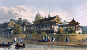 Palacio de Verano del Emperador, frente a la Ciudad de Tien-Sing, 1817 de English School