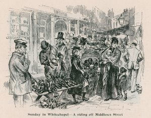Domingo en Whitechapel - un desvío de Middlesex Street, Londres de English School