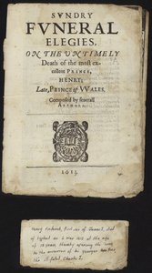 Diversas elegías fúnebres por la prematura muerte de Enrique, Príncipe de Gales de English School