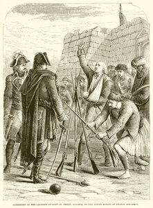Rendición de la guarnición de Fort St. Philip, Menorca, a las fuerzas unidas de Francia y España de English School
