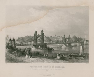 Puente colgante en Chelsea, cerca del Hospital de Chelsea al Nuevo Parque, Battersea