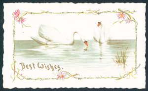 Cisnes en el lago, tarjeta de Navidad de English School