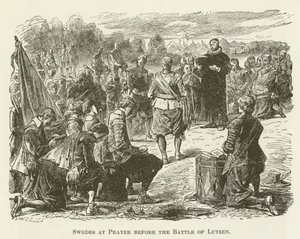 Suecos rezando antes de la batalla de Lützen