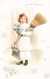 Barriendo la casa, tarjeta de Navidad