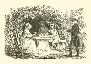 Tomando té en el jardín