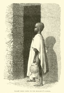 Niño Talibe yendo a la escuela de los Marabouts de English School