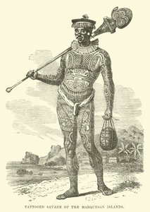 Salvaje tatuado de las Islas Marquesas de English School