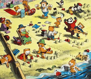 Osos de peluche en la playa de English School